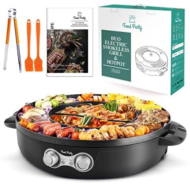 Imagem de Food Party Hot Pot Churrasqueira elétrica com placa de cozinha separável 220 V 2200 W, panela chinesa, churrasqueira coreana, Shabu Shabu, conjunto 2 em 1
