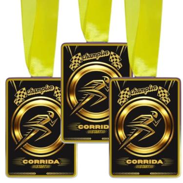 Imagem de Kit 15 Medalhas Para Corrida de Rua Premiação Maratona Vencedor Com Fita Dourado