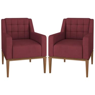 Imagem de 2 Poltronas Decorativas Sala de Estar Madonna Suede Bordô