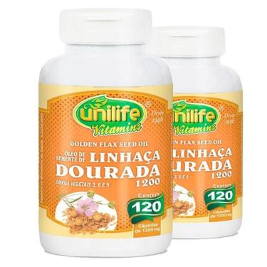 Imagem de Kit 2 Óleo De Semente De Linhaça Dourada 1200Mg 120caps