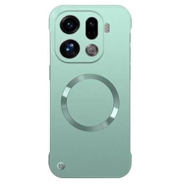 Imagem de HAOMRIYL Capa magnética para Oppo Find X9/X9pro, capa protetora com orifício de câmera completa sem borda à prova de choque fina capa de telefone fina, verde, X9