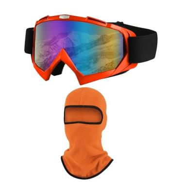 Imagem de LJDJ Óculos de esqui, snowboard motocicleta com polaina de pescoço de inverno capa facial para homens mulheres esqui, pesca, caminhadas, ciclismo (laranja)