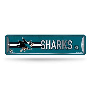 Imagem de Rico Industries Placa de rua de metal NHL Hockey San Jose Sharks 10 cm x 38 cm Decoração de casa - Quarto - Escritório - Caverna masculina