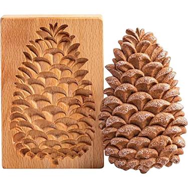 Imagem de Moldes de biscoito de flores Windwill de madeira, cortador de biscoito tipo prensa com forma de vento 3D, moldes de impressão esculpidos à mão, carimbo, biscoitos de chocolate, bolo, ferramenta de