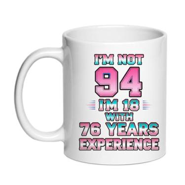 Imagem de SIUNY Caneca de aniversário de 94 anos para mulheres e homens - Presentes de aniversário de 94 anos para mãe, pai, avó, avô, esposa, marido 325 ml 1932 xícara de café (94TH)