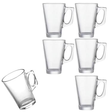 Imagem de Jogo 6 Xícaras de Vidro 130ml – Transparente, Alça Quadrada – Para Café, Chá e Bebidas Quentes