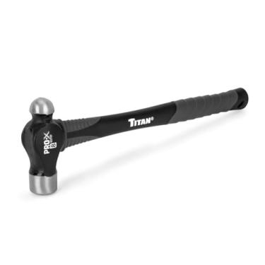 Imagem de Titan Martelo esférico Pro-X 63707 de 227 g, cabo de fibra de vidro com absorção de choque de 28 cm com aderência de borracha texturizada, proteção contra overstrike, cabeça de aço forjado