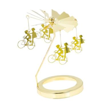 Imagem de Suporte decorativo de carrossel de velas com design rotativo, bandeja compacta para festivais adiciona toque romântico às decorações de jantar