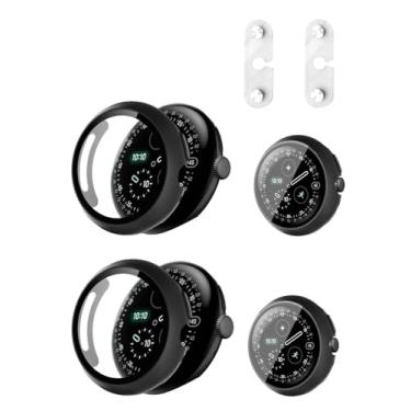 Imagem de Pacote com 2 capas para Google Pixel Watch 4 41 mm, capa protetora NOUKAJU Smartwatch com auxílio de carregamento, capa protetora de tela para Google Pixel Watch 4 SmartWatch 41 mm (preto + preto)