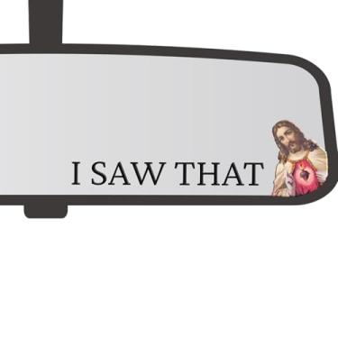 Imagem de TriluckyDeco Adesivo engraçado I Saw That Jesus UV DTF para espelho retrovisor, pacote com 3 – Decalque de janela retrovisor de carro para melhores amigos, colegas de trabalho, marido, mordaça de