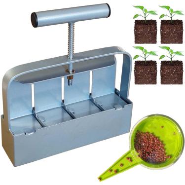 Imagem de Kit de ferramentas de bloqueio de solo portátil – 4 células resistentes 5 cm para iniciantes de sementes para mudas, estacas, estufas e jardins (design ergonômico, construção de metal durável)