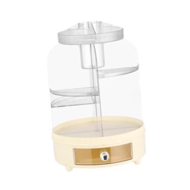 Imagem de predolo Organizador de maquiagem rotativo 360 °, organizador cosmético multiuso, recipiente de pincéis para de lápis de sobrancelha, Bege