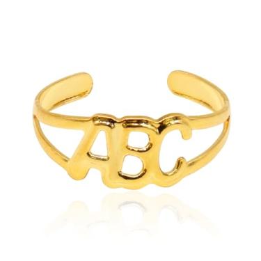 Imagem de Anel ABC formatura infantil Banhado a Ouro 18k - Unissex Ajustável