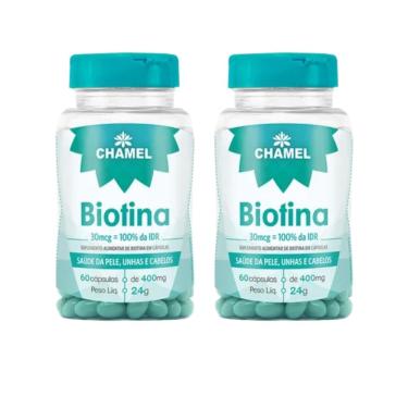 Imagem de Biotina 30mcg      60 cápsulas de 400mg CHAMEL    2 Frascos