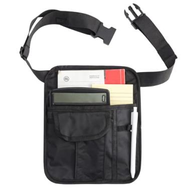 Imagem de Avental de servidor ajustável com bolso para dinheiro, bolsa para cinto de garçonete com 6 bolsos, organizador utilitário de pano Oxford preto para servidores
