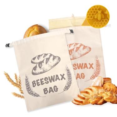Imagem de BERBAM Pacote com 2 sacos de pão reutilizáveis GG para pão caseiro com forro removível de cera de abelha, 33 x 43 cm, bolsa ideal para assar em casa