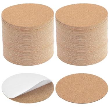 Imagem de 100 peças de porta-copos autoadesivos de cortiça, círculos redondos de cortiça natural de 10 x 10 cm para artesanato DIY, proteção contra calor, móveis e decoração de parede