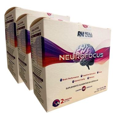 Imagem de Combo 3 Neurofocus Concentração Foco Reall Nutrition 60 Caps Sabor Original