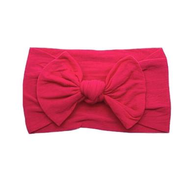 Imagem de Laços De Cabelo Infantil Menina Turbantes De Bebê Fixa Grossa Pink