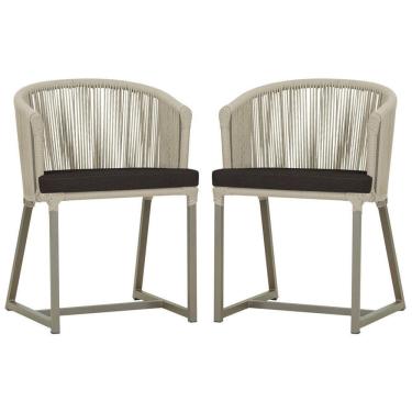 Imagem de 2 Cadeiras De Jantar Noronha Fendi Corda Náutica E9 Trama Rami