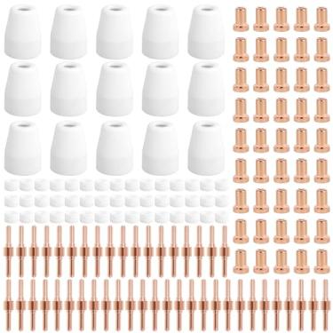 Imagem de 150 peças de pontas de cortador de plasma PT-31 serve para CUT-45 CUT-50 CT-312 MIG205MP, consumíveis de cortador de plasma com tocha de cortador de plasma PT-31 JG-40 LG-40