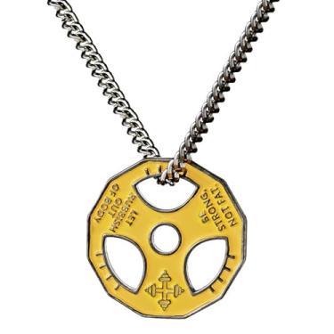 Imagem de Novalune Colar com halteres para homens, placa de peso e pingente de barra, joia de treino de aço inoxidável para academia, colar de levantamento de peso para levantadores sérios - presente de Natal