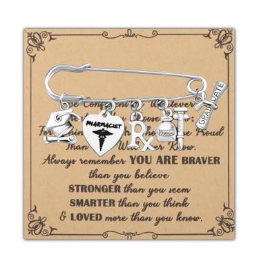 Imagem de LQRI RX Farmácia Broche de Alfinete de Segurança Farmacêutico Presente de Graduação RX Pingente Broche Técnico Farmácia Presente de Graduação, middle, Liga de aço, Na-