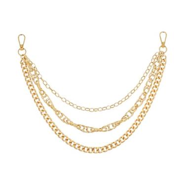 Imagem de Corrente para calças douradas com fechos de lagosta acessórios góticos hip hop corrente jeans punk estilo motociclista unissex