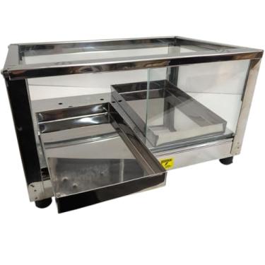 Imagem de Estufa Elétrica para Salgados, 2 Bandejas em Aço Inox, 36x32x22cm, Vidros Retos (110, Volts)