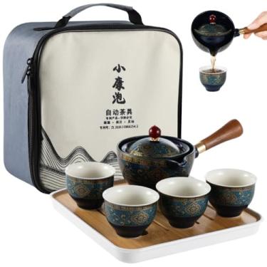 Imagem de Bule de chá portátil para viagem, kit de porcelana, infusor de chá, rotação de 360° e bule de chá, um saco mágico, presente chinês em cerâmica, base antiderrapante, presente, casa, design de