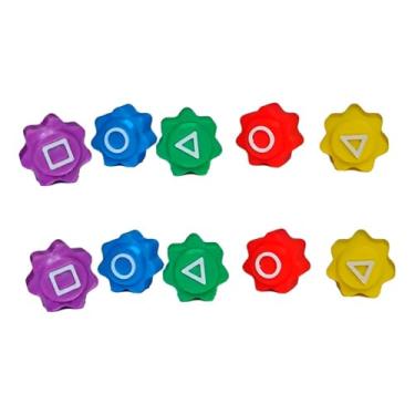 Imagem de Gonggi Jogo Tradicional Coreano, 5 Peças Geométricas Coloridas em Plástico, 2cm x 2cm, para Desenvolvimento de Coordenação e Agilidade, Recomendado para +10 Anos