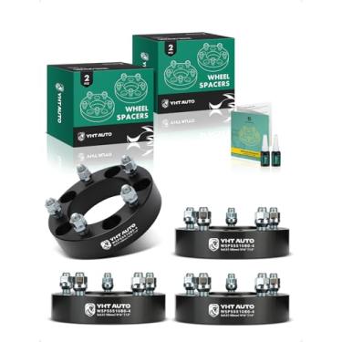 Imagem de YHTAUTO Espaçadores de roda 5 x 5,5 polegadas de 3,8 cm compatíveis com Chrysler, Dodge, Mitsubishi, modelos Ram, Aspen, Dakota espaçadores de pneu com pinos de grau 9/16 e 12,9, furo do cubo de 108 mm, 5 pinos 4 peças, adaptadores de roda pretos