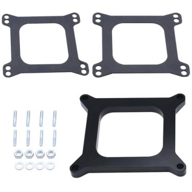 Imagem de Para Holley 4150/4160, fluxo de ar e eficiência, espaçador de carburador de 2,5 cm com resina fenólica, serve para Chevy, com juntas e ferragens de montagem