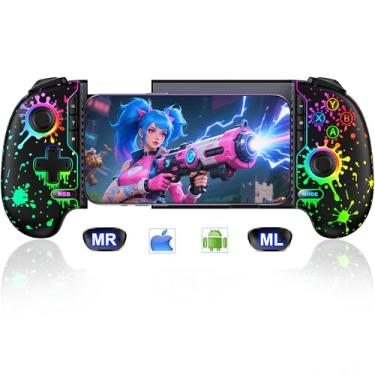 Imagem de Wireless Phone Controller for iPhone/Android with Hall Joystick/Trigger, Mobile Gaming Controller Support Xbox Cloud, Steam Link, Call of Duty, Roblox, Cloud Android iOS Controller (Black-Spray)