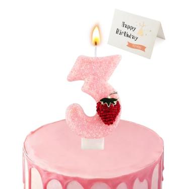 Imagem de Vela de aniversário rosa morango (número 3)