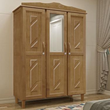 Imagem de Guarda-roupa 3 Portas 3 Gavetas Brasil Imbuia Madeira Pinus - Cavazotto