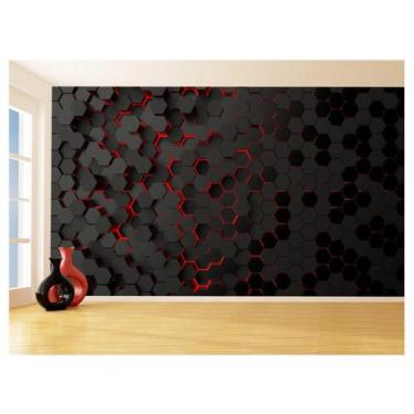 Imagem de Papel De Parede Colméia Moderno Gamer Vermelho 3,5M Txt38 - Você Decor