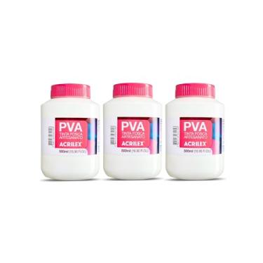 Imagem de Kit 3 Tintas PVA Fosca Acrilex Branco 519 500ml para Artesanato – Alta Cobertura em Madeira MDF Gesso Cerâmica Papel Isopor e Decoração