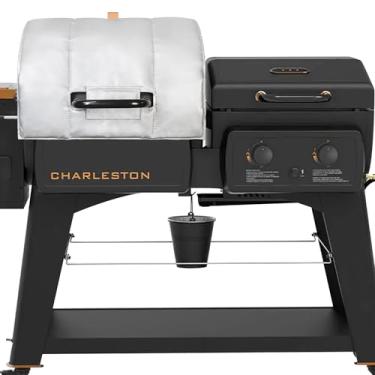 Imagem de Charleston Cobertor isolado para churrasqueira Pit Boss PB1285KC PB1020NX Capa de defumador Pitboss KC Combo Platinum isolamento térmico peças de reposição isolador de madeira grânulos churrasqueira