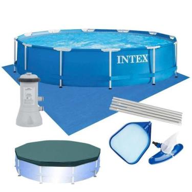 Imagem de Piscina Estrutural 6.503 Litros Armação Azul Capa Filtro 220v Forro Ki