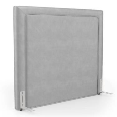 Imagem de Cabeceira Cama Box Casal Padrão Alba 140cm Com Frame Veludo Cinza Claro - Abmaza