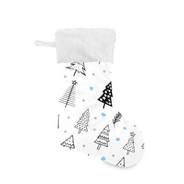 Imagem de GakkiGii Meia grande de Natal de pinheiros e bolinhas, decoração de Natal suspensa para parede de árvore de lareira, 45 x 31 cm