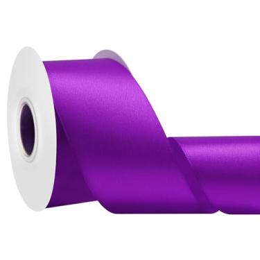 Imagem de Simplegoal Fita de cetim roxa dupla face 5,8 cm x 65 metros fitas roxas de poliéster para embrulho de presente fita de tecido para artesanato, buquê de flores, costura, artes, decoração de festa de