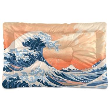 Imagem de SEHANY Cama para cães Sea Wave Cama de gato com fundo antiderrapante, cama de canil, colchão macio para animais de estimação, lavável para cães pequenos, médios e grandes, gatos, 91 x 61 cm