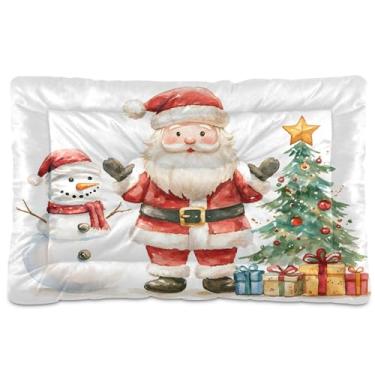 Imagem de SEHANY Cama de Natal para cães de Papai Noel, cama de gato com fundo antiderrapante, cama de canil, colchão macio para animais de estimação, lavável para cães pequenos, médios e grandes, gatos, 91 x