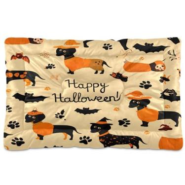Imagem de SEHANY Cama de Halloween para cachorrinhos e gatos com fundo antiderrapante, cama de canil, colchão macio para animais de estimação, lavável para cães pequenos, médios e grandes, gatos, 91 x 61 cm