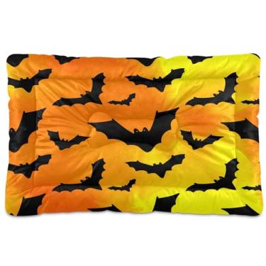 Imagem de SEHANY Cama de Halloween morcegos para cães e gatos com fundo antiderrapante, caixa de canil, colchão macio para animais de estimação, lavável para cães pequenos, médios e grandes, gatos, 91 x 61 cm