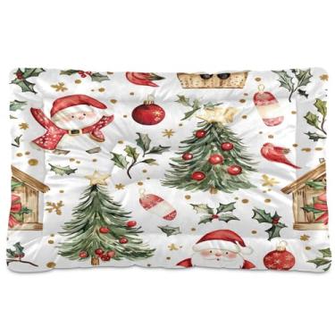 Imagem de SEHANY Cama de Natal para cães de Papai Noel, cama de gato com fundo antiderrapante, cama de canil, colchão macio para animais de estimação, lavável para cães pequenos, médios e grandes, gatos, 91 x