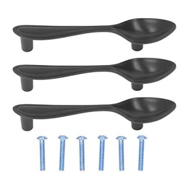 Imagem de Phefop 3 Conjuntos de Puxadores de Armário, Design de Talheres, Alças Espessadas de Liga de Zinco Preta para Gaveta, Guarda-roupa, Prateleira (Colher)