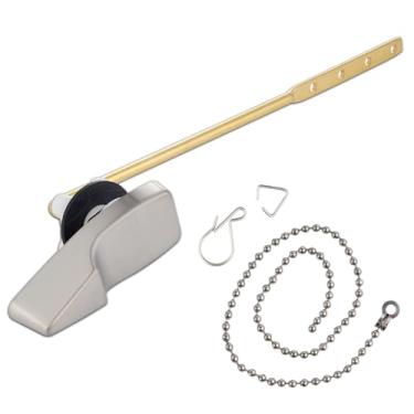 Imagem de Kit de substituição de alça de vaso sanitário de metal para montagem frontal universal compatível com vaso sanitário padrão americano/Mansfield/Gerber/TOTO/Kohler, alavanca de descarga de tanque de